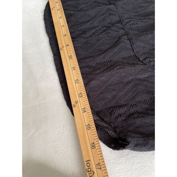 Sheer Hooded Lightweight Knit Tunic Pockets & Geometric Pattern  M Whimsigoth - Picture 6 of 11